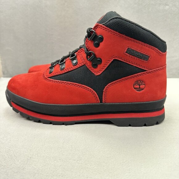 Womens 8 / Boys 6.5 Timberland Euro Hiker Red Nubuck Waterproof Lace-Up Outdoor - Picture 3 of 8